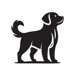 isolated black silhouette of a dog collection, Set of dog silhouette vector. Dogs and puppies in different breed, corgi, golden retriever, poses, sitting, standing, jump