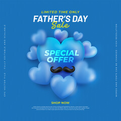 Father's day sale banner with editable three dimension style