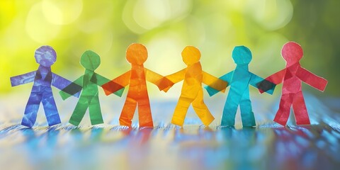 Diversity and Inclusion Training Program for Educators and School Administrators with Vibrant Paper People Figures Representing Teamwork and Community