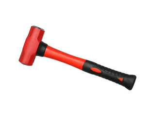 red color hammer with fiberglass handle isolated