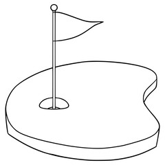 golf course illustration hand drawn outline vector
