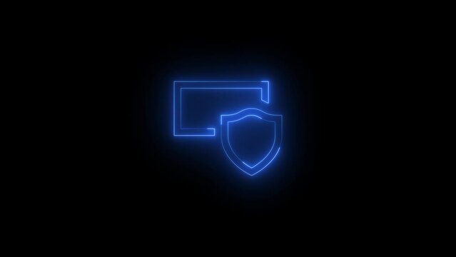 Neon glowing blue color admin icon on black background animation