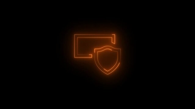 Neon glowing brown color admin icon on black background animation