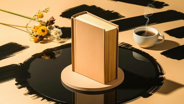 A book on a table with a cup of coffee, creating a cozy and inviting atmosphere for reading and relaxation