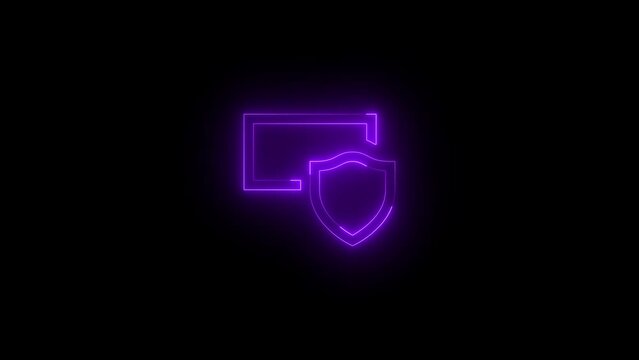 Neon glowing purple color admin icon on black background animation
