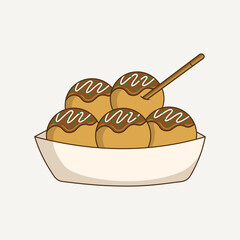 Japanese food takoyaki vector illustration