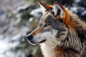 Fototapeta premium Wolf, Portrait of a Wolf in a Forest, Ai generated