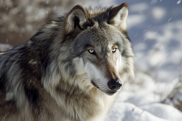 Fototapeta premium Wolf, Portrait of a Wolf in a Forest, Ai generated