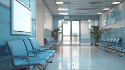 Fototapeta premium Mockup frame in the hospital's waiting area, sparking curiosity and intrigue among waiting patients.