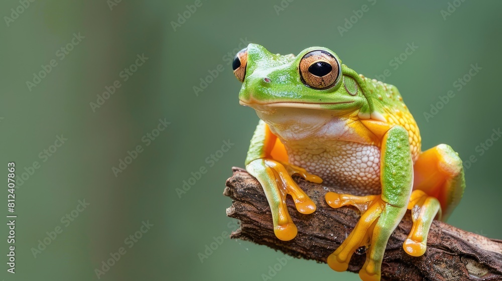 Poster Close up of Litoria infrafrenata tree frog stepping on a branch