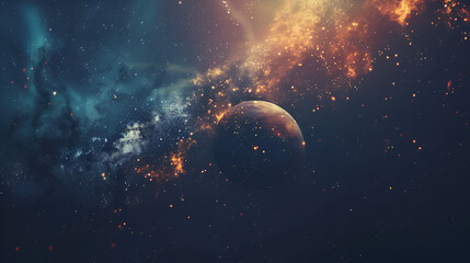 Planets in abstract with a background of space
