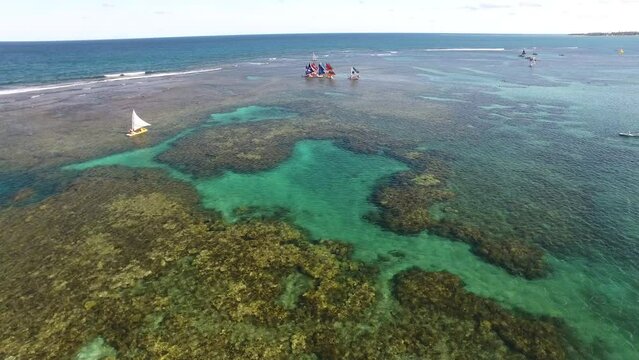 Aerial view of reefs on Porto de Galinhas - Ipojuca, Pernambuco, Brazil