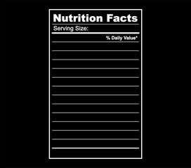 Nutrition Facts information. Information about the amount of fats, calories, carbohydrates