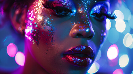 drag african face paint queer city nightclub gay wearing american black a in makeup queen beautiful glitter