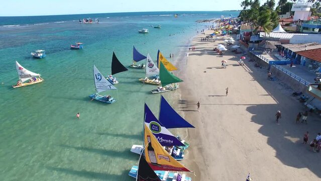 Aerial view of Porto de Galinhas Beach - Ipojuca, Pernambuco, Brazil