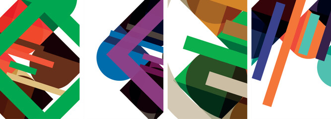 Square and round shape geometric poster set for wallpaper, business card, cover, poster, banner, brochure, header, website