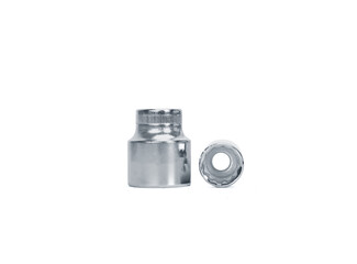 chrome plated steel socket isolated 