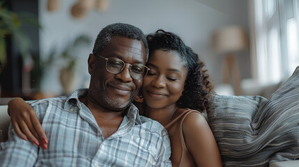 Fototapeta premium A couple relaxing on their couch at home