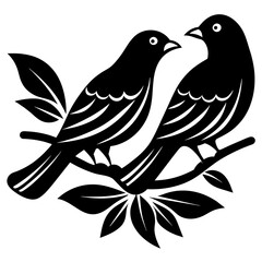 Birds making love on a branch vector silhouette illustration art