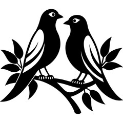 Birds making love on a branch vector silhouette