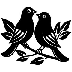 Birds making love on a branch vector silhouette