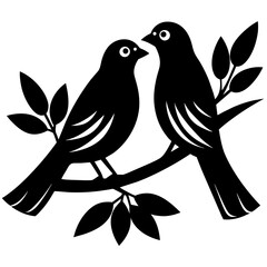 Birds making love on a branch vector illustration