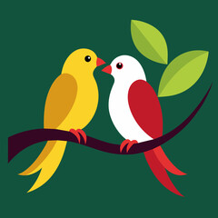 Birds making love on a branch vector art silhouette illustration