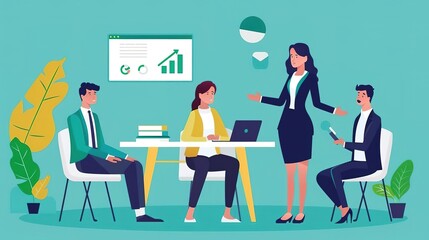 A group of professionals are sitting in a conference room, discussing a project