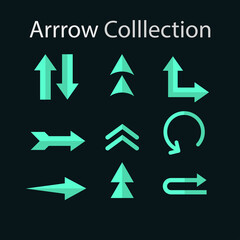 Green flat arrow collection vector