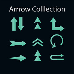 Green flat arrow collection vector