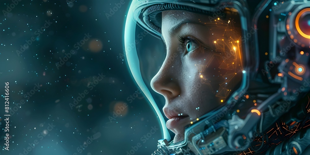 Poster intrepid astronaut ventures into the boundless expanse of the cosmos fueled by imagination and drive