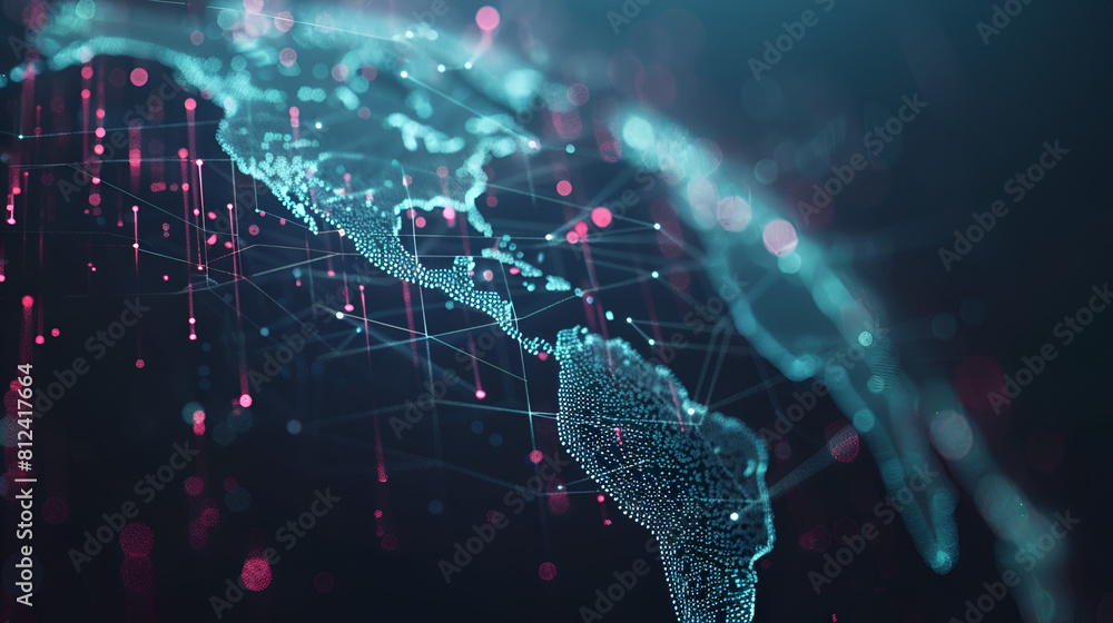 Poster worldwide network connectivity abstract world map