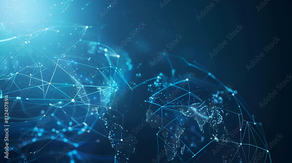 Poster worldwide network connectivity abstract world map