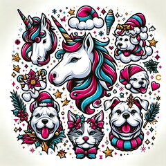unicorn cat and dog cartoon animals image art photo harmony has illustrative meaning illustrator.