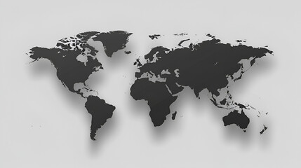 Fototapeta na wymiar grayscale Silhouette world map