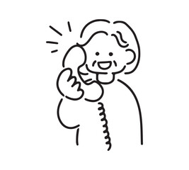 電話をするシニア女性のイラスト