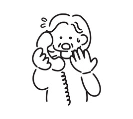 電話をするシニア女性のイラスト
