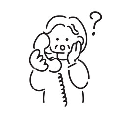 電話をするシニア女性のイラスト