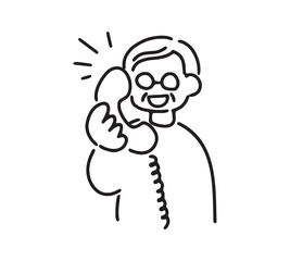 電話をするシニア男性のイラスト