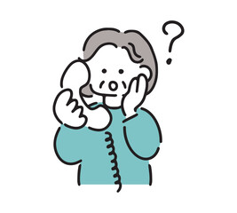 電話をするシニア女性のイラスト