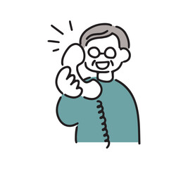 電話をするシニア男性のイラスト