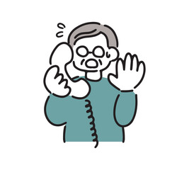 電話をするシニア男性のイラスト