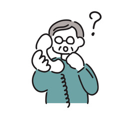 電話をするシニア男性のイラスト