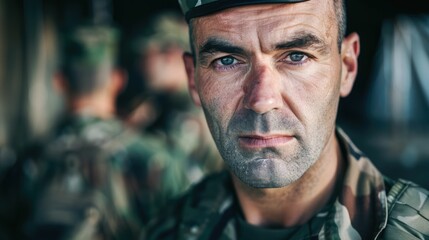 Naklejka premium The close up picture of the military officer is working on the operation in the warfare or battlefield, the military require skill like endurance, training, physical strength and combat skill. AIG43.