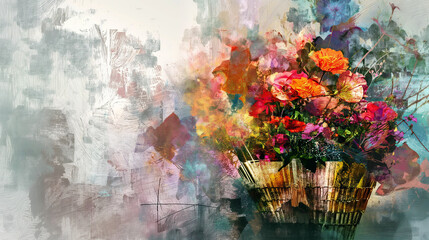 Artistic Floral Explosion with Abstract Background