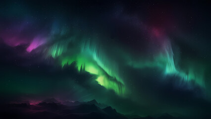 Abstract Background with an Aurora Scenery Theme at Night