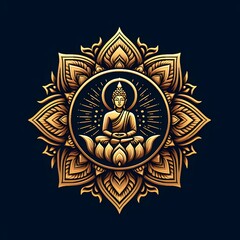 Fototapeta premium AI Generate of Luxury Premium Symbol Vector of Vesak Day with Buddha Statue, Buddha, Lantern, Candle Light, Lotus