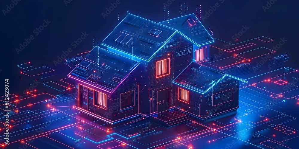 Poster home automation technology gadget simplifies smart device setup and management modern futuristic dig