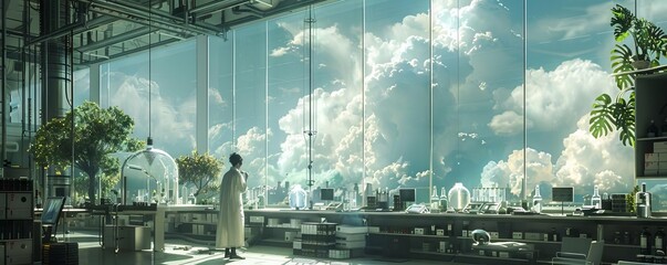 A hightech laboratory where scientists develop synthetic clouds to increase albedo and reduce global temperatures