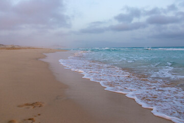 Beach Praia de Chaves, Boa Vista, Cape Verdein, in the morning